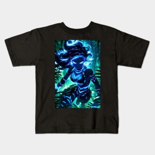 Bioluminescent girl in jungle Kids T-Shirt